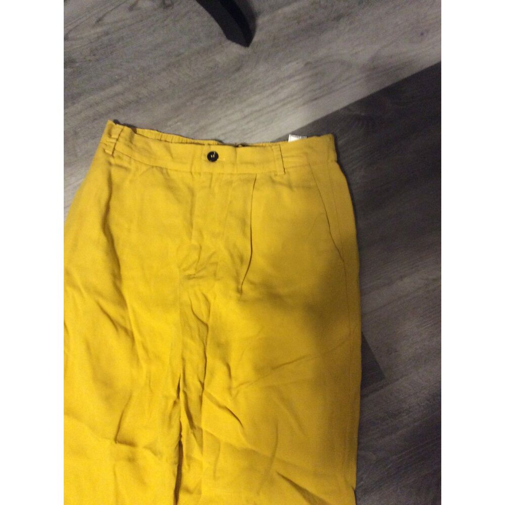 Golden Yellow Lyocell Pants XS Zara Cuffed Womens - Picture 2 of 5